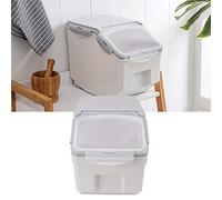 Zerone 25 Lbs Boîtes De Stockage Distributeur De Riz Grand Récipient à Grain avec Couvercle, Étanche À L'humidité Distributeur De Céréales Ménagers Seau pour Cuisine, Soja, Maïs (Gris 10KG)