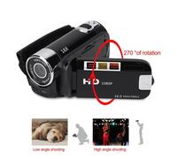 Zerone Caméra vidéo HD Caméscope numérique haute définition Full HD 270 ° Rotation 16X Caméra DV (EU Black)