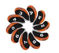 Zerone Couvre-putter 10pcs étanche Golf Club Iron Head couvre Putter Set Protector Case (noir et orange)