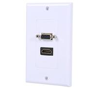 Zerone Femelle HDMI VGA Plaque Murale, Pass à Travers Prise Murale Prise Vidéo Visage Face Plaque Panneau Blanc (1 HDMI & 1 VGA)