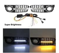 Zerone Grille de calandre avec lumière Grille de calandre de voiture avec clignotant à LED feux de jour pour 09-11 Audi A4 B8