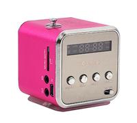 Zerone Haut-Parleur Numérique Mini Lecteur Musique Radio FM Stéréo Lecteur MP3 MP4 Support TF Carte USB Disk FM (Rose)