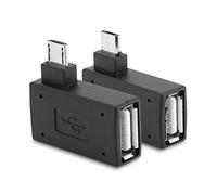 Zerone Lot de 2 adaptateurs micro USB 2.0 mâle à angle droit à 90 degrés USB mâle vers micro femelle OTG
