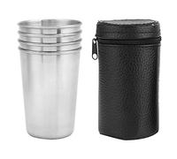 Zerone Lot de 4 tasses en acier inoxydable, gobelets métalliques légers et incassables pour le camping en plein air, les randonnées, les pique-niques, les garden-parties et les feux de camp (L)