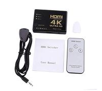 Zerone Sélecteur HDMI 3 entrées / 1 Sortie, commutateur et séparateur HDMI Ultra HD 4K @ 60 Hz, Compatible 3D, Full HD 1080p, télécommande IR Incluse - Noir