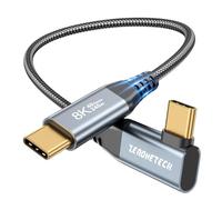 ZeroneTeck Câble USB C vers USB C à angle droit 40 Gbit/s/8K/240 W 0,3 m Noir