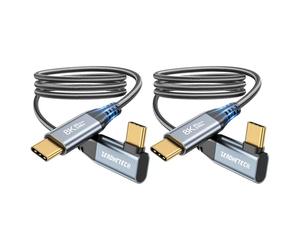 ZeroneTeck Lot de 2 câbles USB C vers USB C à angle droit 40 Gbit/s/8K/240 W 1 m Noir