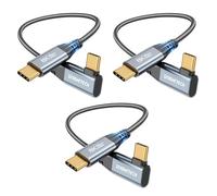 ZeroneTeck Lot de 3 câbles de moniteur USB C vers USB C 8K/4K à angle droit 30 cm