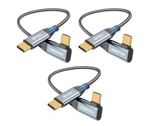 ZeroneTeck Lot de 3 câbles de moniteur USB C vers USB C 8K/4K à angle droit 30 cm