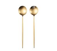 Zerophilo Couverts à salade, cuillère et fourchette 29 cm, en acier inoxydable 18/10 plaqué titane (doré)