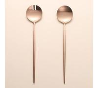 Zerophilo Ensemble de couverts à salade, cuillère et fourchette de 29 cm, en acier inoxydable 18/10, plaqué titane (or rose)