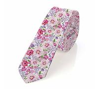 zerosevenee Cravate blanche pour homme Motif floral botanique romantique Imprimé floral Cravate pour homme Pour le quotidien, les mariages, les fêtes d'affaires, Motif floral rose et violet, taille