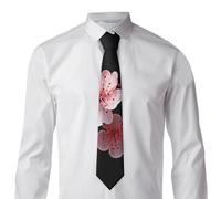 zerosevenee Cravate classique formelle avec fleurs sur fond noir pour homme - Cravate fantaisie pour affaires, fête de mariage, Comme indiqué sur la photo, taille unique