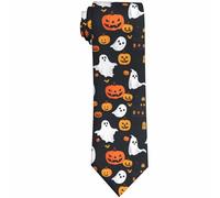 zerosevenee Cravate d'Halloween citrouilles pour homme avec fantômes noirs, Halloween Citrouilles Fantômes Maison hantée, taille unique