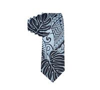 zerosevenee Cravate hawaïenne avec fleurs tropicales et palmiers de la jungle pour homme - Cravate amusante en polyester et soie douce, Tatouage Polynésien Tapa Designs Bleu, taille unique