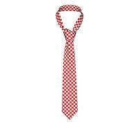 zerosevenee Cravate rouge et blanche à carreaux frais et mûrs pour homme Cravate classique formelle smoking cravate pour mariage et fête, Carreaux rouges et blancs, taille unique