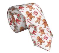 zerosevenee Cravate rouge humoristique Merry Christmas pour homme, Bonbon de Noël Bonbon en paille Bonbon bonhomme en pain d'épices, taille unique