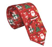 zerosevenee Cravate rouge humoristique Merry Christmas pour homme, Cadeaux de Noël avec élan Père Noël 12, taille unique