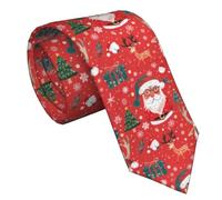 zerosevenee Cravate rouge humoristique Merry Christmas pour homme, Cadeaux de Noël avec élan Père Noël, taille unique
