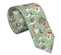 Zerosevenee Cravate Rouge Humoristique Merry Christmas pour Homme - Chien Portant un Bonnet de Père Noël - Cadeau et Arbre de Noël, Taille Unique