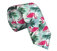 zerosevenee Cravates classiques en soie pour homme Flamant rose tropical Flamant rose 7,9 cm Cravate douce fantaisie pour mariage, Flamant rose tropical., taille unique