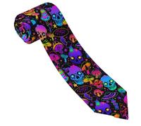 zerosevenee Cravates drôles pour homme en polyester textile doux pour mariage, fête, Saint-Valentin, Crânes champignons, taille unique