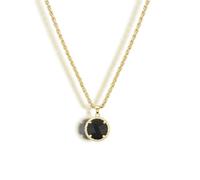 ZeroStone Collier à chaîne épaisse plaqué or véritable 14 carats pour femme - Collier en pierre précieuse taille diamant noir - Normal, laiton, sans pierre précieuse