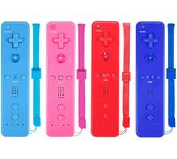 ZeroStory Lot de 4 télécommandes avec coque en silicone et dragonne pour console Wii U Rose + bleu + rouge + bleu foncé