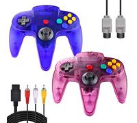 ZeroStory Manette classique N64, manette de jeu filaire N64 avec câble AV N64 de 1,8 m pour console de jeu vidéo N64 (bleu transparent et violet transparent)