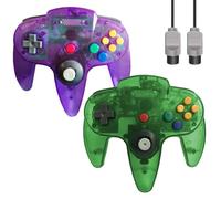 ZeroStory Manette classique N64, manette filaire N64 améliorée pour console de jeu vidéo N64 (vert transparent et violet transparent)