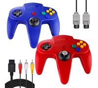 ZeroStory Manette classique N64, manette filaire N64 avec câble AV N64 de 1,5 m pour console de jeux vidéo N64 (rouge et bleu)
