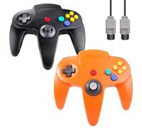 ZeroStory Manette classique N64, manette filaire N64 avec câble AV N64 de 1,5 m pour console de jeux vidéo N64 (noir et orange)
