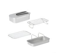 Zeroupshop Boîte à déjeuner portable de camping avec cuiseur vapeur en aluminium et grille - Compact - 16,5 x 9,8 x 6,5 cm - Mini ensemble de cuisine en plein air pour randonnée, pique-nique, barbecue