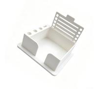 Zeroupshop Boîte à notes adhésives en plastique, peu encombrante, pour listes de choses à faire et mémos, boîte de rangement pour bureau, maison, école, compact, 11,4 x 10,4 x 4 cm (blanc)