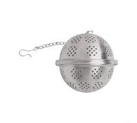 Zeroupshop Boule de filtre à thé en maille d'acier inoxydable 304 avec chaîne pour feuilles en vrac, herbes, épices, gadget de cuisine Argenté XXL
