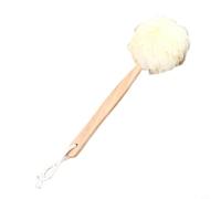Zeroupshop Brosse de douche incurvée à long manche avec luffa pour portée difficile, nettoyant exfoliant humide et sec, brosse de bain en bois et nylon pour homme et femme, bleu (blanc)