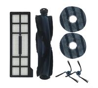 Zeroupshop Brosse rouleau de rechange, 2 brosses latérales, filtre et 2 serpillères pour Eufy X10 Pro, pour aspirateur Omni, kit de nettoyage avec poils et design en caoutchouc, chiffons en microfibre