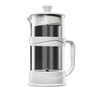 zeroupshop Cafetière 1000 ml en verre résistant à la chaleur pour cafetière française avec poignée de sécurité pour bureau, petit déjeuner, boissons froides, blanc (1000 ml)