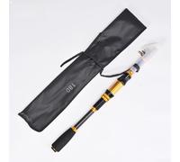 Zeroupshop Canne à pêche télescopique en fibre de carbone - Bateau côtier en eau salée - 1,8 à 3 m - Métal renforcé - Noir et doré - 2,4 m