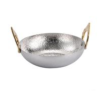Zeroupshop Casserole thaïlandaise en acier inoxydable 304, avec double poignée, pour soupe Tom Yum et fruits de mer, casserole de cuisson polie, pour cuisine asiatique, argent (24 cm)