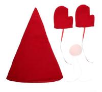 Zeroupshop Chapeau de Père Noël rouge de 28 cm avec gants et nez mignon, décoration de Noël créative pour la décoration de la maison, accessoire de décoration saisonnière durable et réutilisable