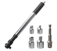 Zeroupshop Clé à cliquet allongée 1/2" et 3/8" en acier de 450 mm de long, mécanisme réversible à 72 dents avec poignée pour le retrait de boulons et écrous, avec 4 douilles, connecteur,