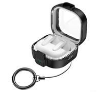 Zeroupshop Coque antichoc avec verrou de sécurité pour Galaxy Buds 4 et Buds 4 Pro, coque blindée en ABS robuste avec porte-clés, coque rigide de protection intégrale (noir)