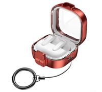 Zeroupshop Coque de sécurité antichoc pour Galaxy Buds 4 et Buds 4 Pro, coque blindée en ABS robuste avec porte-clés, coque rigide de protection intégrale (rouge)