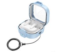 Zeroupshop Coque de sécurité antichoc pour Galaxy Buds 4 et Buds 4 Pro, coque blindée en ABS robuste avec porte-clés, coque rigide de protection intégrale (bleu clair)