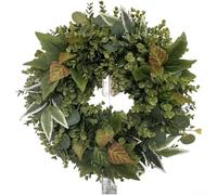 Zeroupshop Couronne d'eucalyptus de printemps artificielles à suspendre au mur pour maison, mariage, bureau pour extérieur, fabriquée à la main en soie et plastique, vert, 35,6 à 61 cm (1140,7 cm)