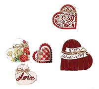 zeroupshop Décoration Cœur en pour bois 5 pour fête Décoration Cœur en pour | Design cœur charmant, pour bois massif , 5 assorties, pour idéal pour pâques Noël, ambiance festive