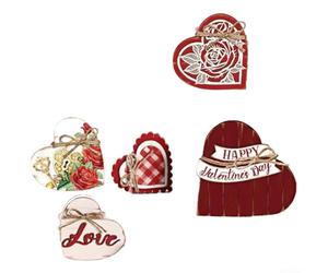 zeroupshop Décoration Cœur en pour bois 5 pour fête Décoration Cœur en pour | Design cœur charmant, pour bois massif , 5 assorties, pour idéal pour pâques Noël, ambiance festive