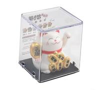 Zeroupshop Décoration en forme de chat porte-bonheur à énergie solaire de 5,1 cm avec bras oscillant pour voiture, tableau de bord, maison, bureau, décoration Feng Shui, bonsaï en plastique doré vif