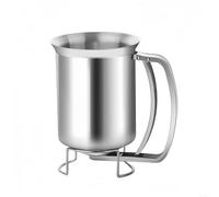 Zeroupshop Distributeur de pâte à crêpes en acier inoxydable 680 ml avec valve de fermeture rapide pour muffins et crêpes à la maison ou au magasin Argenté